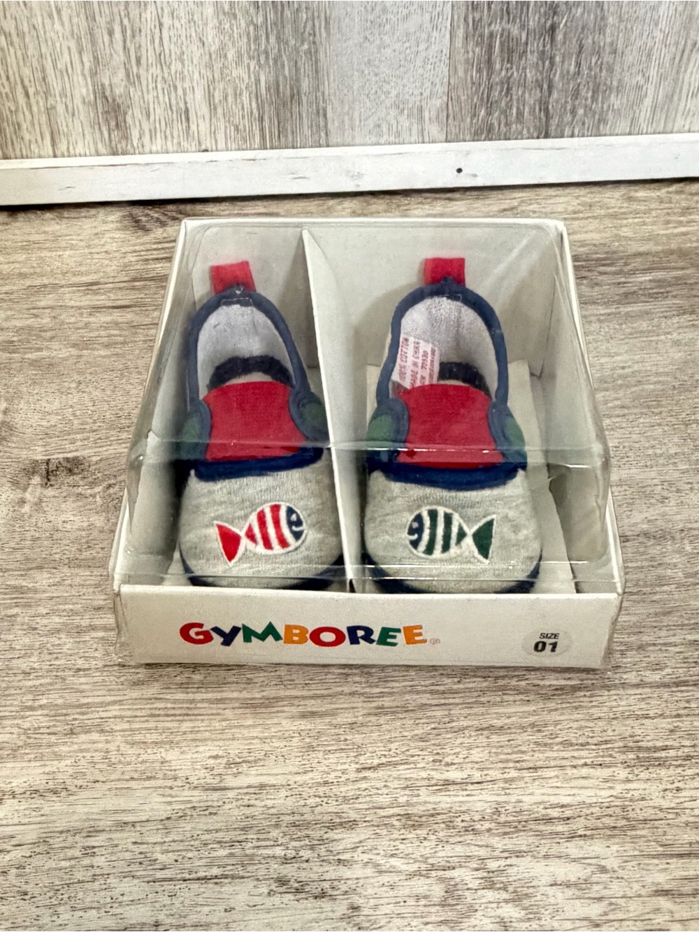 VTG 90s Gymboree Baby Crib Shoes Soft Sole Infant Rainbow Tag Boys NEW 3-6 Month